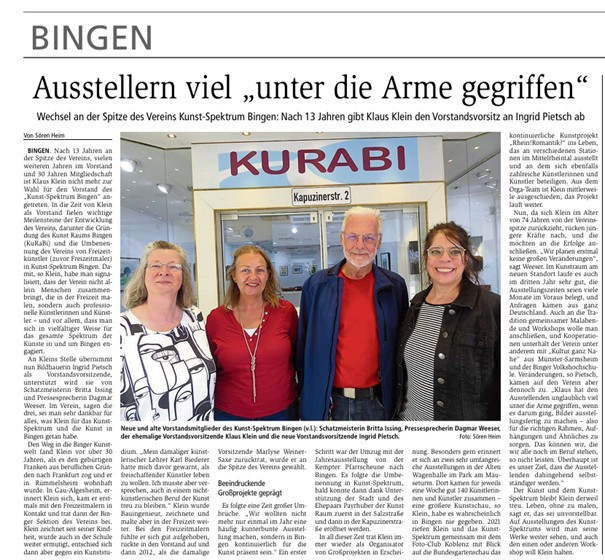 Binger Allgemeine Zeitung  April 2025 - Wechsel an der Vereinsspitze